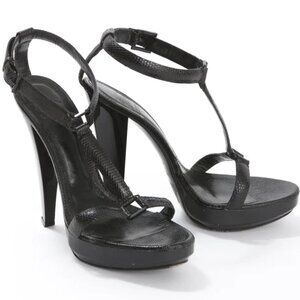 Burberry Black T-Strap Low Platform Heels Womens Size 39.5 EU
